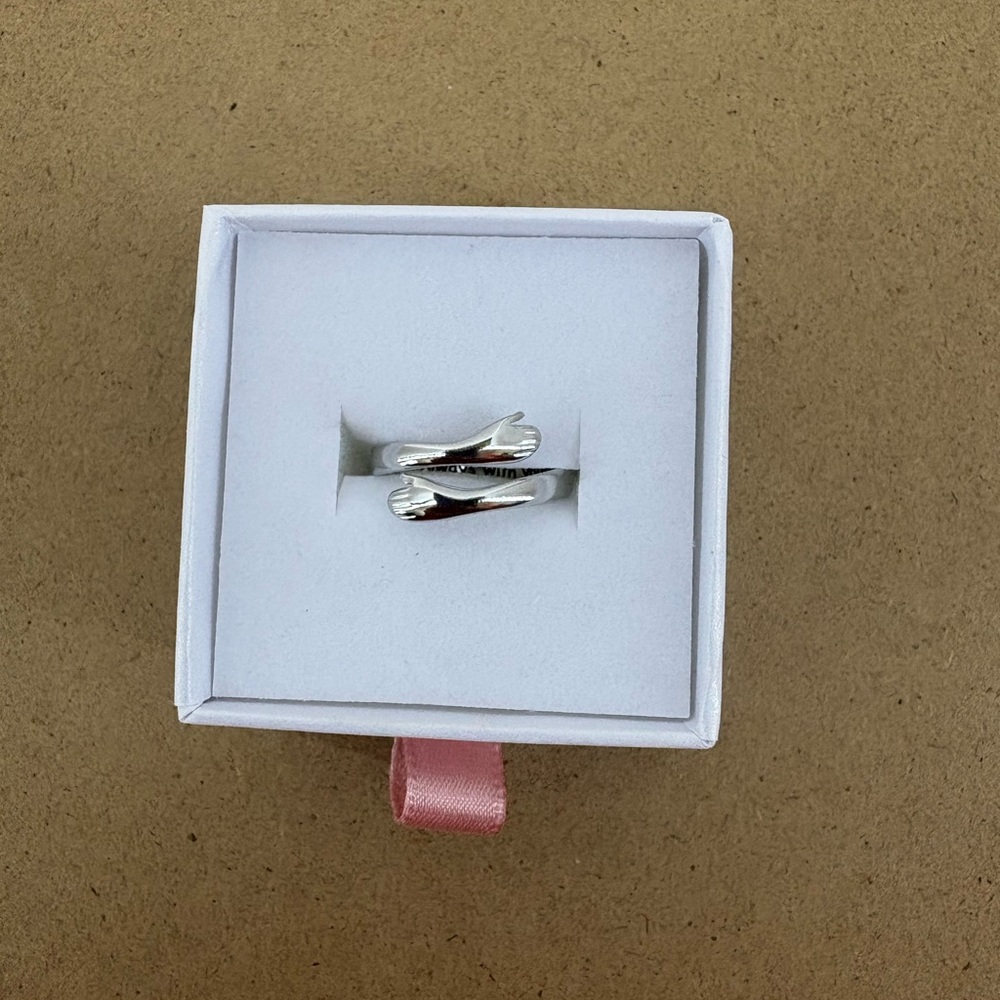 Hope Rings, Hands forming a Hug Design, Engraved "Always with you"